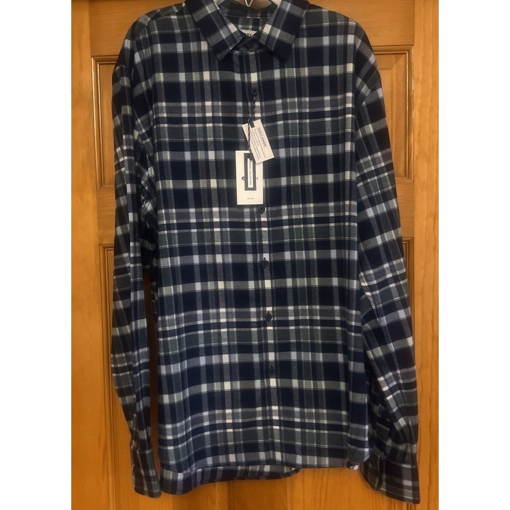 Sperry Men's Premium Apparel Blue Plaid Button Down Shirt‎ Large